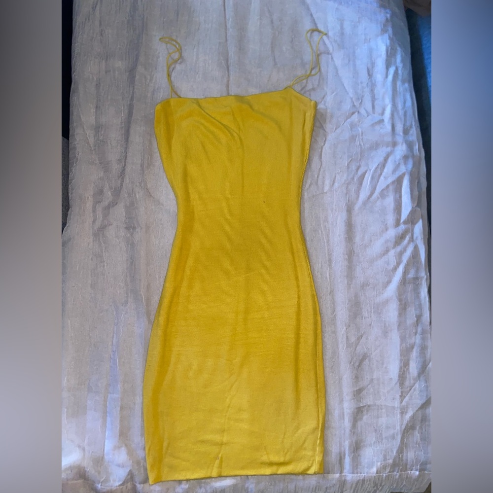 Lemon YELLOW  color mini dress! Thin spaghetti straps 🍋🍋